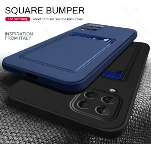 Square card slot wallet soft silicone shockproof coque for samsung galaxy a22 a 22 2021 4g 5g a225f a226b camera protection case