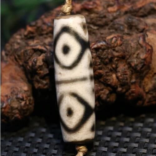 LKbrother Talisman Magic Energy Tibetan Old Agate 4 Diamond Eye Peak dZi Bead Totem Pendant Amulet