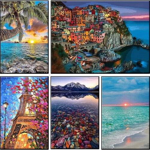 5D DIY Diamond Painting Scenery Cross Stitch Kits Diamond Mosaic Embroidery Landscape Picture Rhinestone Home Decor Unique Gift