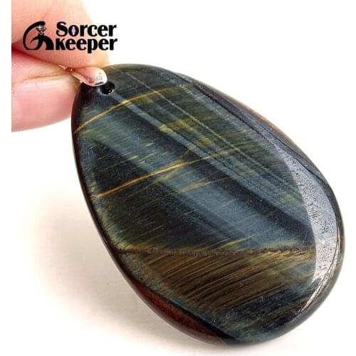 Natural Blue Tiger Eye Stone Pendants Charms Jewelry DIY Necklace Beads for Man / Leather Chain & Flannel Bags as a Gift BE237