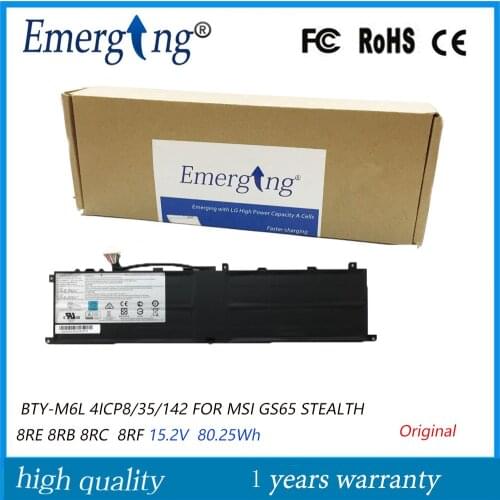 15.2V 80.25Wh New Laptop Battery BTY-M6L For MSI GS65 8RF 8RE PS42 PS63 MS-16Q3 MS-16Q3 Series