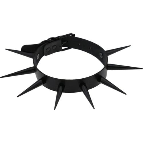 New Big Black Spike Rivets Wild Punk Rock Pu Leather Harness Choker Necklaces Pendant Women Gothic Statement Party Jewelry