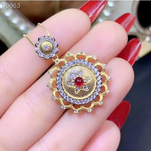 New design, 925 pure silver natural ruby necklace. Two color style. Popular womens Necklace