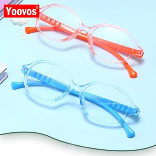 Yoovos Oval Child Glasses Frame Clear Lens Childs Eyeglasses Frame Retro Optical Eye Glasses For Kids Anti Blue Light Eyewear