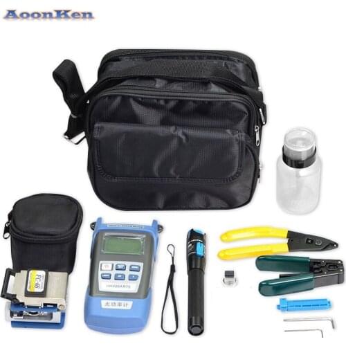 FTTH Fiber Optic Tool Kit FC-6S Fiber Cleaver Optical Power Meter 5-30km Visual Fault Locator with Stripping Pliers