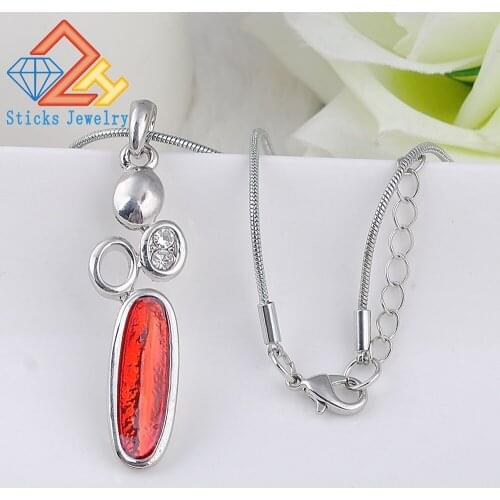 High Quality Trendy Necklace Pendants Zinc Alloy Geometric Enamel Rhinestone Charm Necklace for Women Two Colors Sticks Jewelry