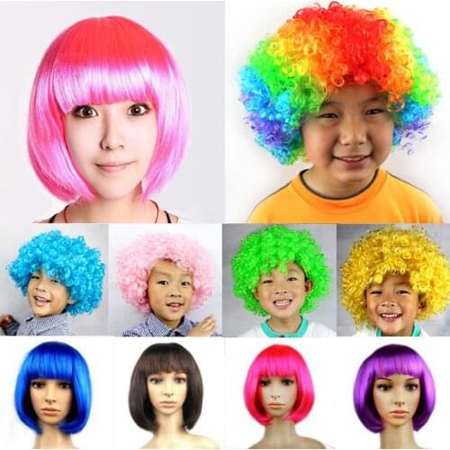 Curly Clown Wig Colorful Hair Party Wigs Explosion Birthday Wedding Party Performance Props for Kids Adult Cosplay Decoration