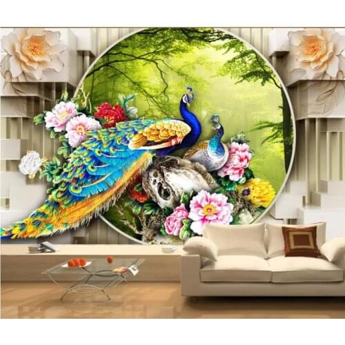 Peacock Garden 3D TV Background Wall mural 3d wallpaper 3d wall papers for tv backdrop