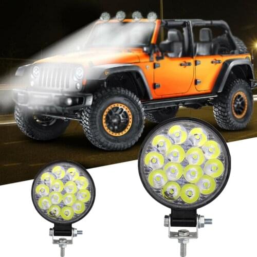2pcs 48W 14 LED Work Light LED Car Front Fog Light 12V 24V For Truck SUV Headlights Off-road LED Round Headlamp