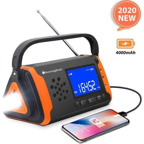 Portable Outdoor Radio Digital LCD Display Emergency Power Supply Hand-cranked Solar Charging Radio FM/AUX Speaker Music Player