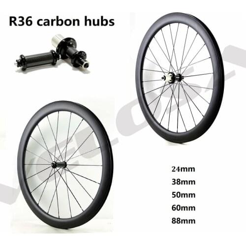 R36 carbon hubs 700C road bike Carbon Wheels 24mm 38mm 50mm 60mm 88mm Tubular Clincher Super Light Carbon Wheelset