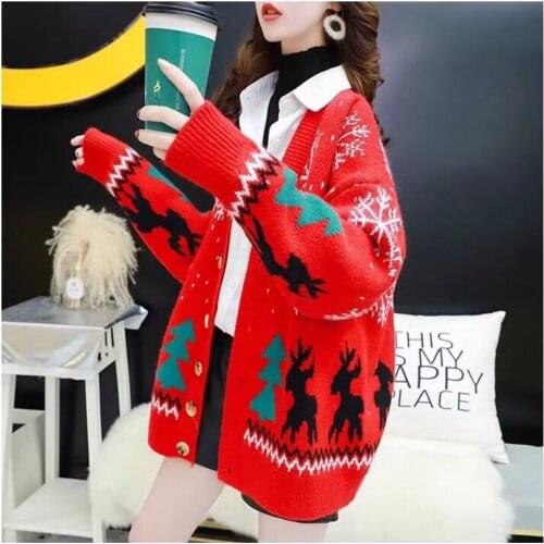 Christmas Womens sweater Scarf Collar Knitted Open Stitch cardigan oversized sweater cropped cardigan winter clothes women 2020