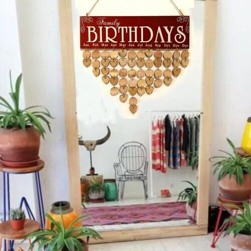 Family Birthday Board Reminder Wall Plaque Wood Birthday Calendar Wall Hanging Board Handmade Crafts Discs For Home Decorative