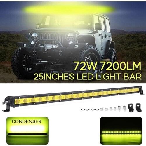 LED Light Bar High Power Yellow Led Bar Offroad 12V/24V 72W SPOT Combo Beam 4X4 Work Light Bar for Trucks ATV SUV