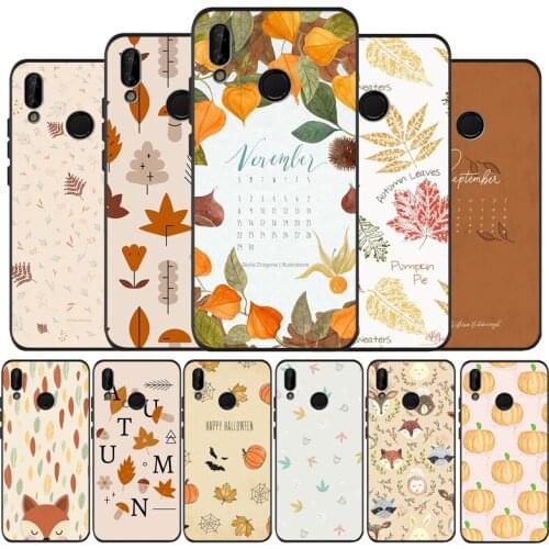 Pumpkin happy autumn fall Black Silicone Soft Phone Case For Huawei 40 30 20 10 9 Lite Pro P smart 2019 Y6 Y6 Prime2019 Y9