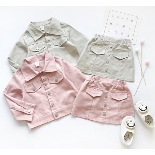 Baby Girls Spring Cardigan Skirt 2pcs Clothing Set Children Fashion Jackets Shirts Outfit Kids Pricess Clothes Sets