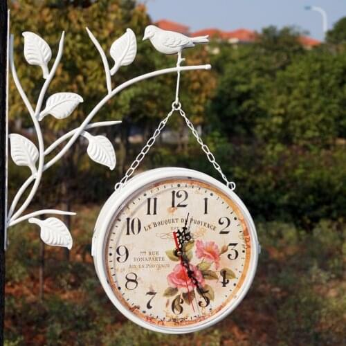Unique Gift Retro Metal Home Decorative Rotated Antique Double Faced Wall clock Vintage Clock