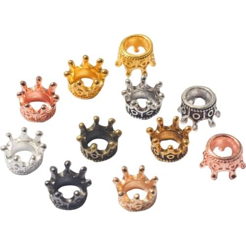 8 Colors 50pc/lot Retro Vintage Crown Charms European Style Charm Beads Metal Spacer Beads Bracelet Necklace DIY Jewelry Making