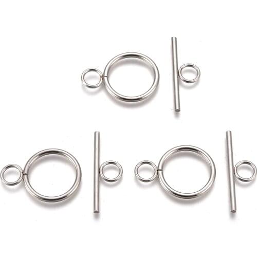 5 Sets Vacuum Plating 304 Stainless Steel Toggle Clasps Links Connectors for DIY Jewelry Bracelets Making Accessories