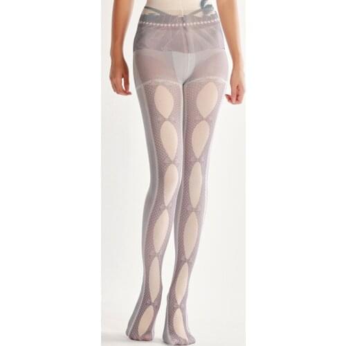 2020 Medias De Mujer Woman Pantyhose Goose Down All-match Retro 140d Spring And Autumn Lace Dark Pattern Personality Printing