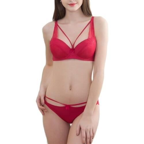 Womens Sexy Underwear Set Lace Lingerie Set Push Up Plus Size Bra Set of Linen Red Lingerie Bra and Panty Set Bralette