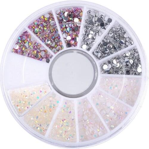 1 Box Colorful 3D Jelly Acrylic Wheel Nail Stickers Decoration DIY Nail Art Tips Jewelry Rhinestones Manicure tools Pearls Beads