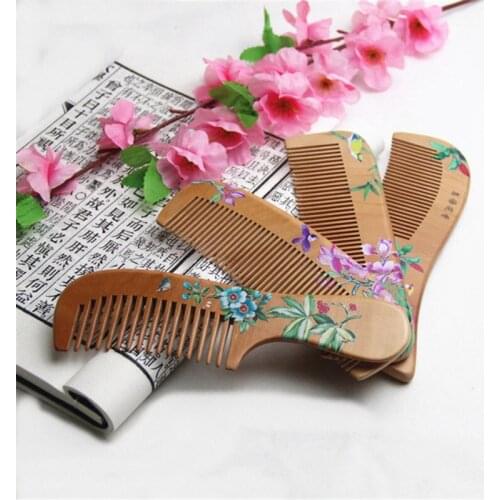 1PC Peach Wood Hairbrush Ventilation Comb For Salon Family Use Hairdressing Beauty anti-static Massage Scalp Comb