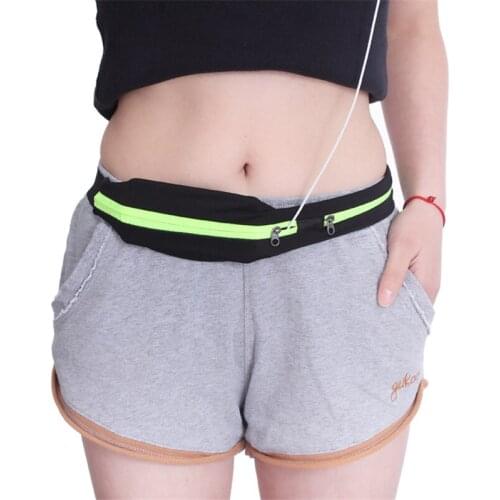 1Piece Portable Waist Double Pocket Elastic Bag Pillow-Shaped Mobile Phone Belt Waist Pack Carrying Large Capacity