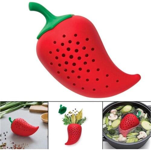 1Pcs Creative Chili Shape Spice Filter Silicone Seasoning And Infuser Soup Practical Accessories Strainer Tea Bag Kitchen S P5F5