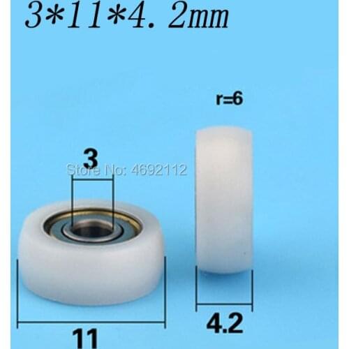 10 pcs 3*11*4.2mm Free shipping plastic coated 693zz bearing silent small wheel pom polyformaldehyde spherical arc cam pulley