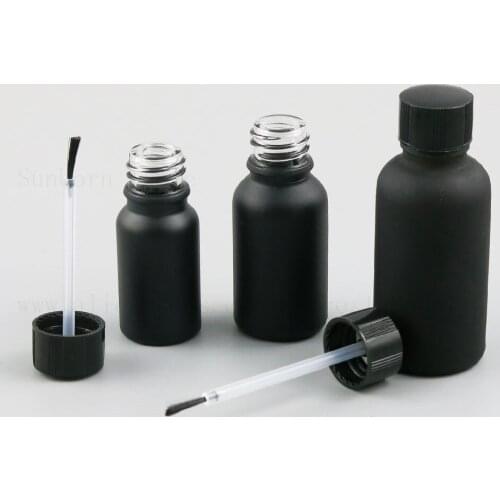 20pcs Refillable Shiny /Matte Black Glass Nail Polish Bottle with Brush Lid DIY Nail Gel Bottles 5ml 10ml 15ml 30ml 50ml 100ml