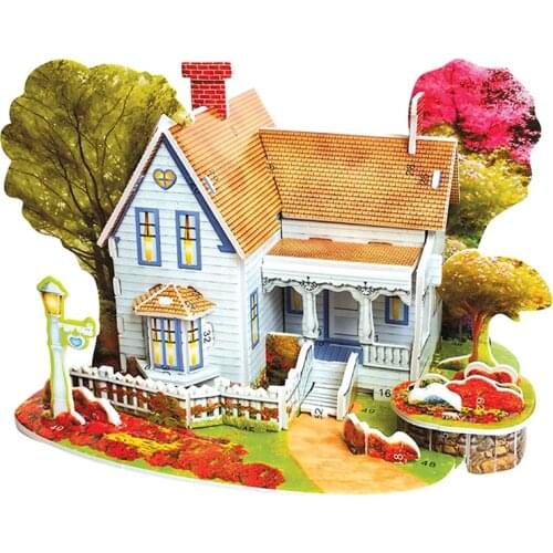 3D Puzzle Diy Building Construction Toys Card Model Building Sets Safe Foam Romantic House Garden Trees Toys for Kids