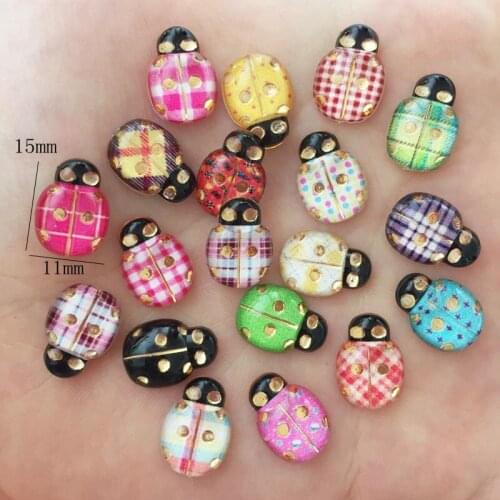 New 40pcs Mix Resin Cute Colorful Gold Beetle Flat Back Rhinestone Appliques DIY Wedding Scrapbook Craft SF936