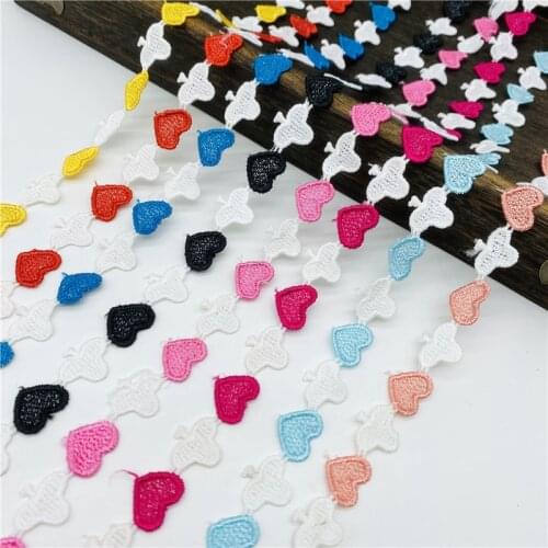 1yard 18mm Colorful Heart-shaped Lace Trim For Knitting Wedding Embroidered DIY Handmade Patchwork Ribbon Sewing Supplies Crafts