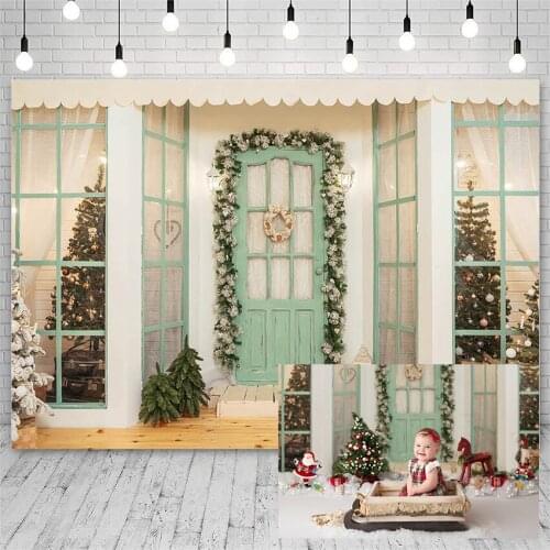 Avezano Merry Christmas Tree Photography Backdrop Mistletoe wreath Curtain Decoration Background Portrait Photocall Photo Studio