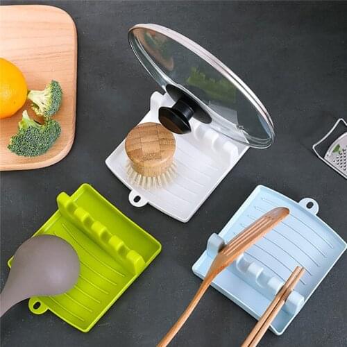 Kitchen Utensil Holder Rest Plastic Pot Lid Shelf Cooking Storage Kitchen Decor Tool Stand Holder Multi-function Shelf Tool