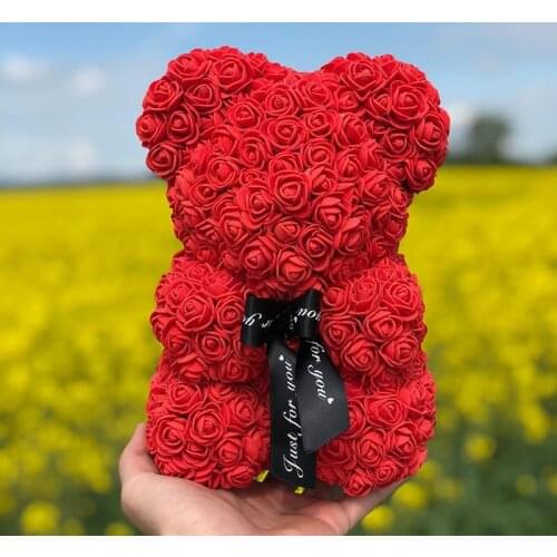 Dropshipping 25cm/40cm Teddy Rose Bear Artificial Flower Rose of Bear Christmas Decoration for Home Valentines Women Gifts