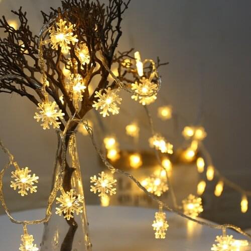 Merry Christmas Decoration 1.5M10led Snowflaker LED Garland String Lights Battery Powered Fairy Lights Garlands New Year Navidad