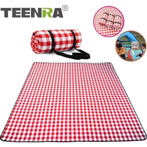 TEENRA Outdoor Picnic Mat Waterproof Blanket Folding Picnic Mat 200*200 For Beach Camping Spring Outing Home