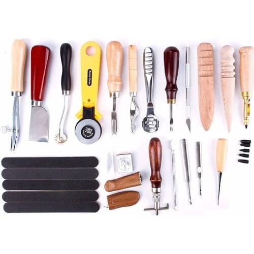 Hot!!! 20pcs Craft DIY Handmade Tools Punch Edger Trench Device Belt Puncher Set Leather Hand Tools Set for DIY Leathercraft