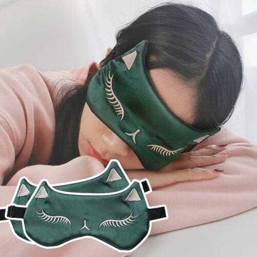 Sleep Eye Mask Portable Travel Eyepatch Imitated Silk kitten Pattern Nap Eye Patch Rest Blindfold Eye Cover Sleeping Eyeshade