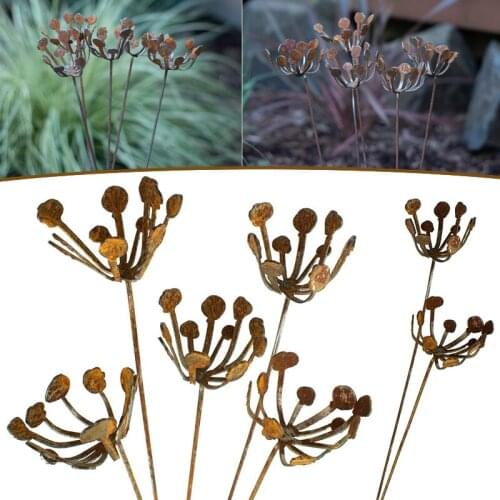 Metal Floral Garden Decoration Waterproof Flower Stick Art Ornament for Lawn Yard Patio Outdoor JDH88
