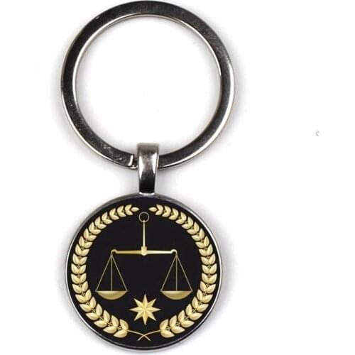 Handmade Judges Gold Balance Justice Messenger Mens Keychain High Quality New Glass Keychain Husband Gifts