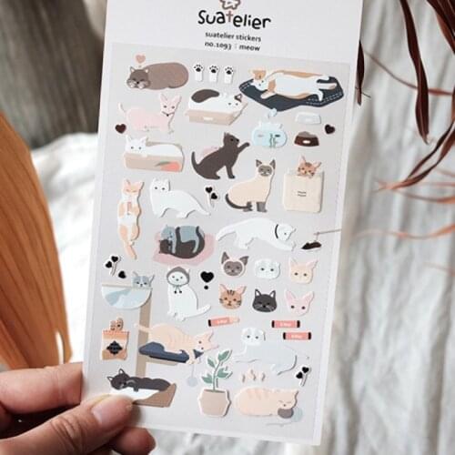 Cute cat cartoon scrapbooking sticker DIY hobby die cutting stickers paper adhesive sticker sheet
