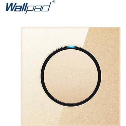 Wallpad 1 Gang 1 Way Random Click Wall Light Switch With LED Indicator Gold Crystal Glass Panel For Home