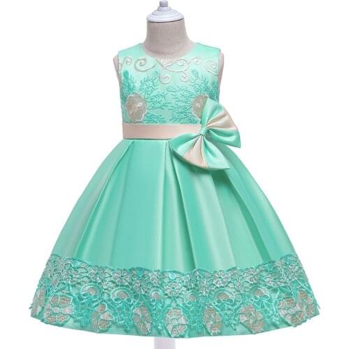 2021 New Embroidery Kids Wedding Dresses For Girls Party Elegant Princess Dresses Sleeveless Evening Dresses Christmas Costume