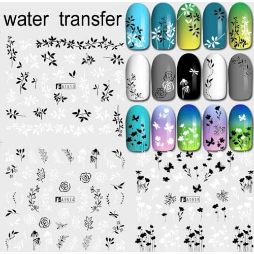 New arrival 12 nail stickers water transfer decals foil nail art decorations supplies manicure nails sticker art designs tool