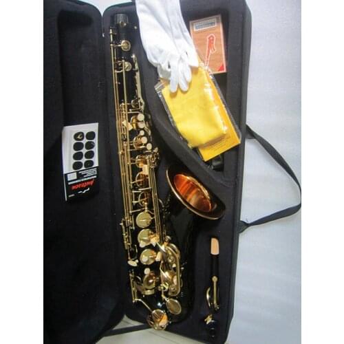 New Arrival Tenor Saxophone Professiona Music instrument in black gold key White Shell Buttons Wind Instrument mouthpiece free