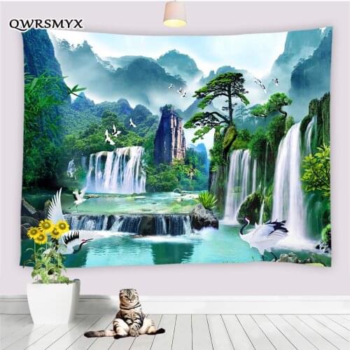 Landscape Waterfall Oil Painting Tapestry Wall Hanging Aesthetic Living Room Bedroom Dorm Decor Tapestries Home Art Adornment