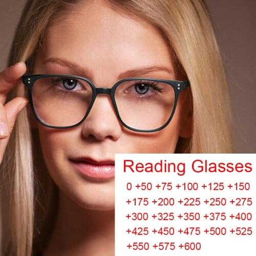 Simply Rivet Square Reading Glasses For Men Women Anti Blue Rays TR90 Ultralight Female Reader Eyewear Transparent Magnifying +3